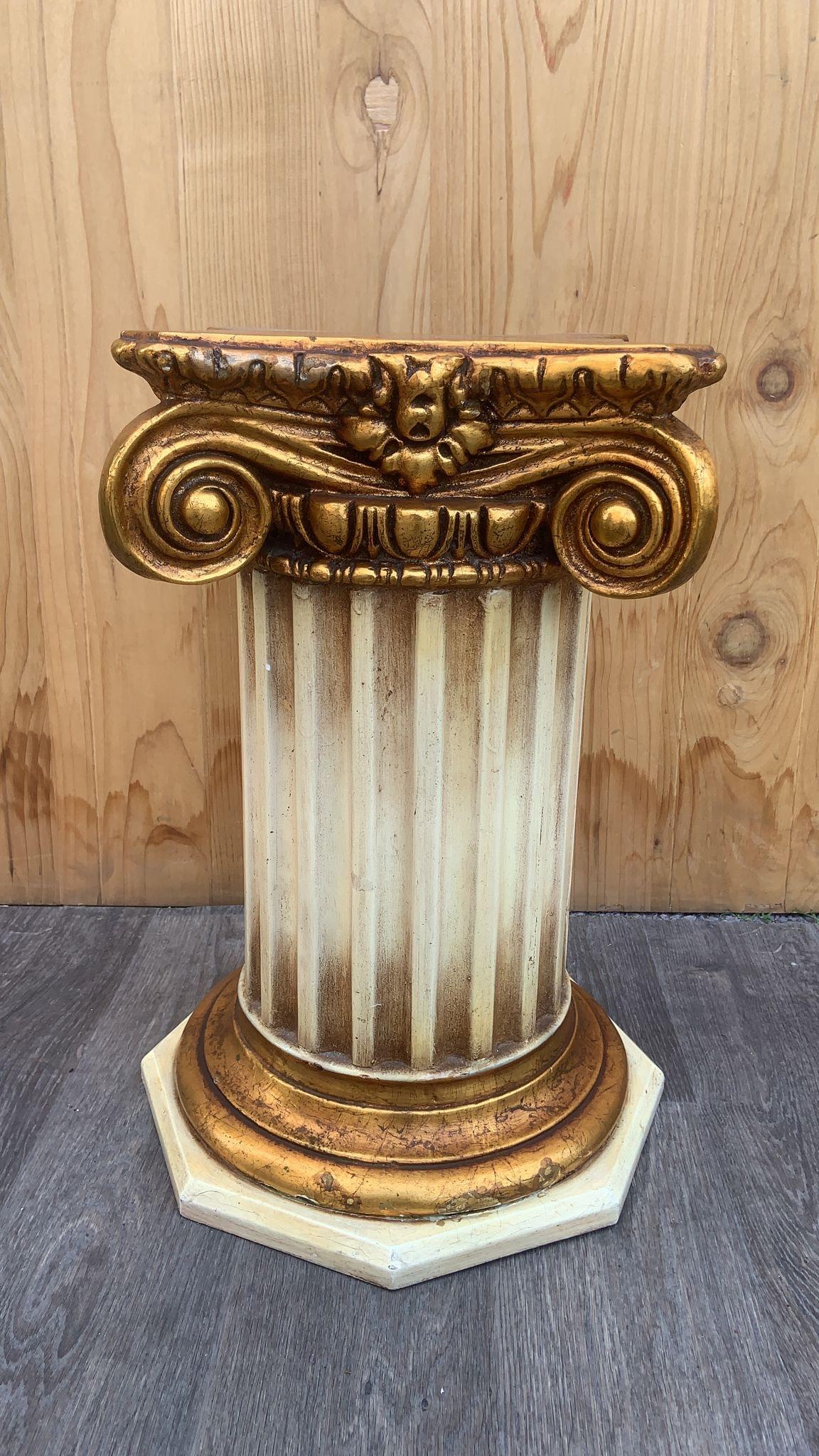 Art Nouveau Vintage Gold Gilt Apollo Bust with Column Pedestal  For Sale