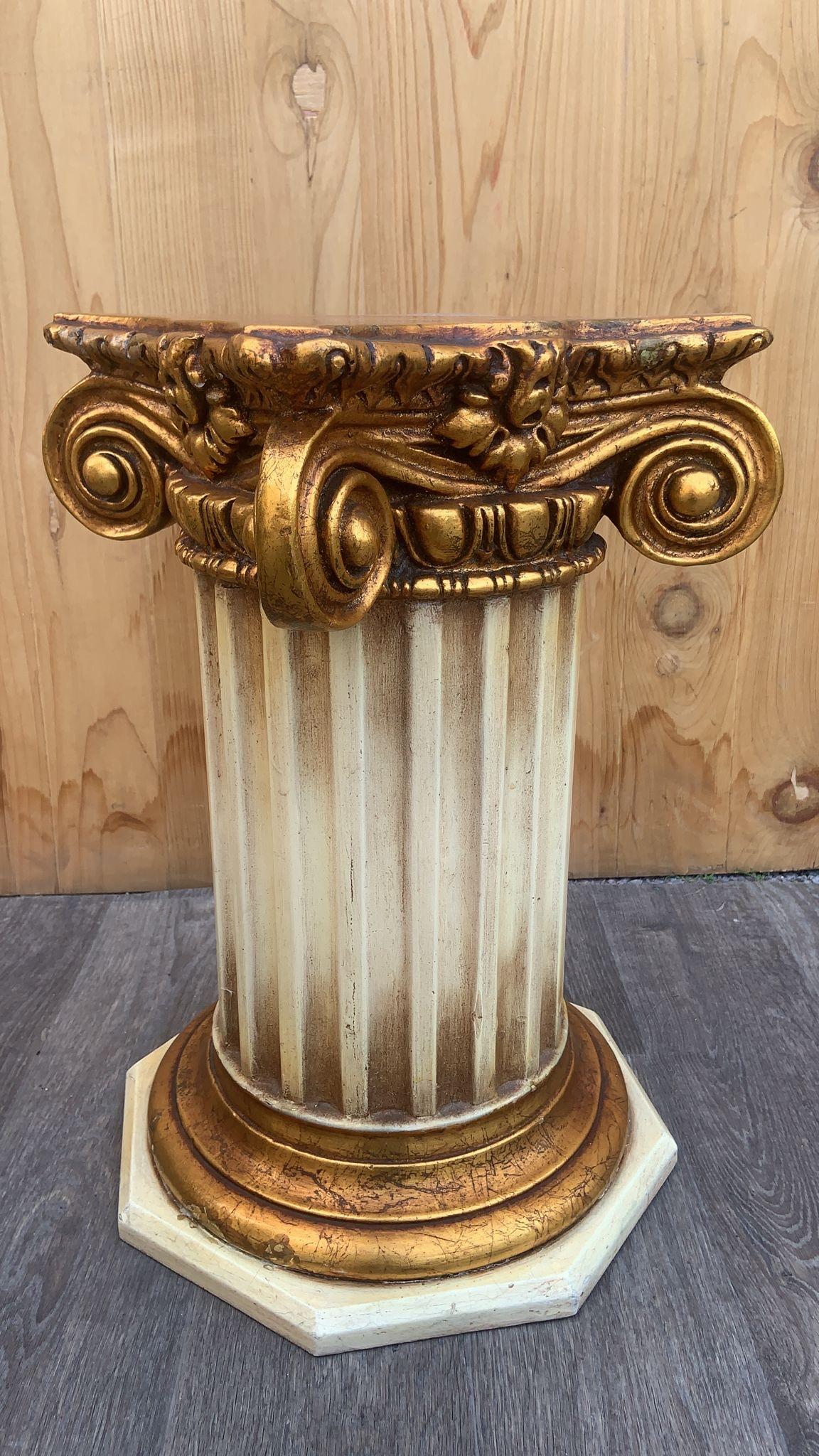 Vintage Gold Gilt Apollo Bust with Column Pedestal  In Good Condition For Sale In Chicago, IL