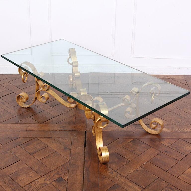 Vintage Gold Gilt Glass Coffee Table For Sale at 1stDibs vintage