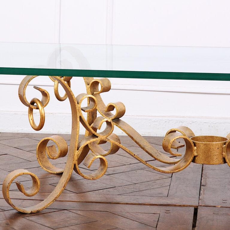 Vintage Gold Gilt Glass Coffee Table For Sale at 1stDibs vintage