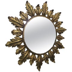 Vintage Gold Gilt Metal Sunburst Mirror