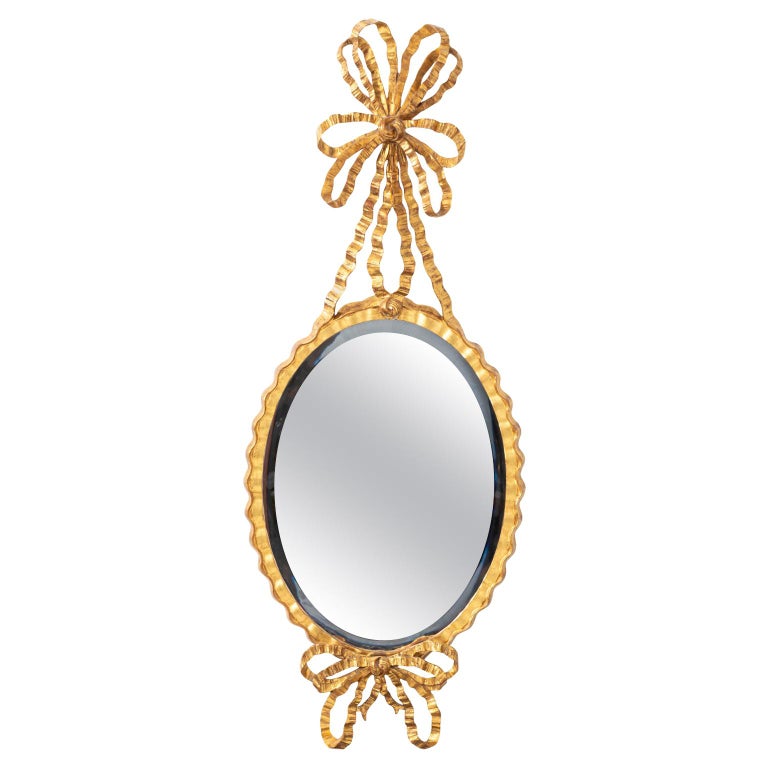 Vintage Gold Gilt Oval Wall Mirror For Sale at 1stdibs