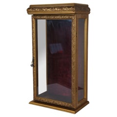 Vintage Gold Giltwood Foliate Tabletop Vitrine Display Case Curio Cabinet 21"