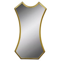 Vintage Gold Giltwood Hollywood Regency Keyhole Shaped Wall Mirror
