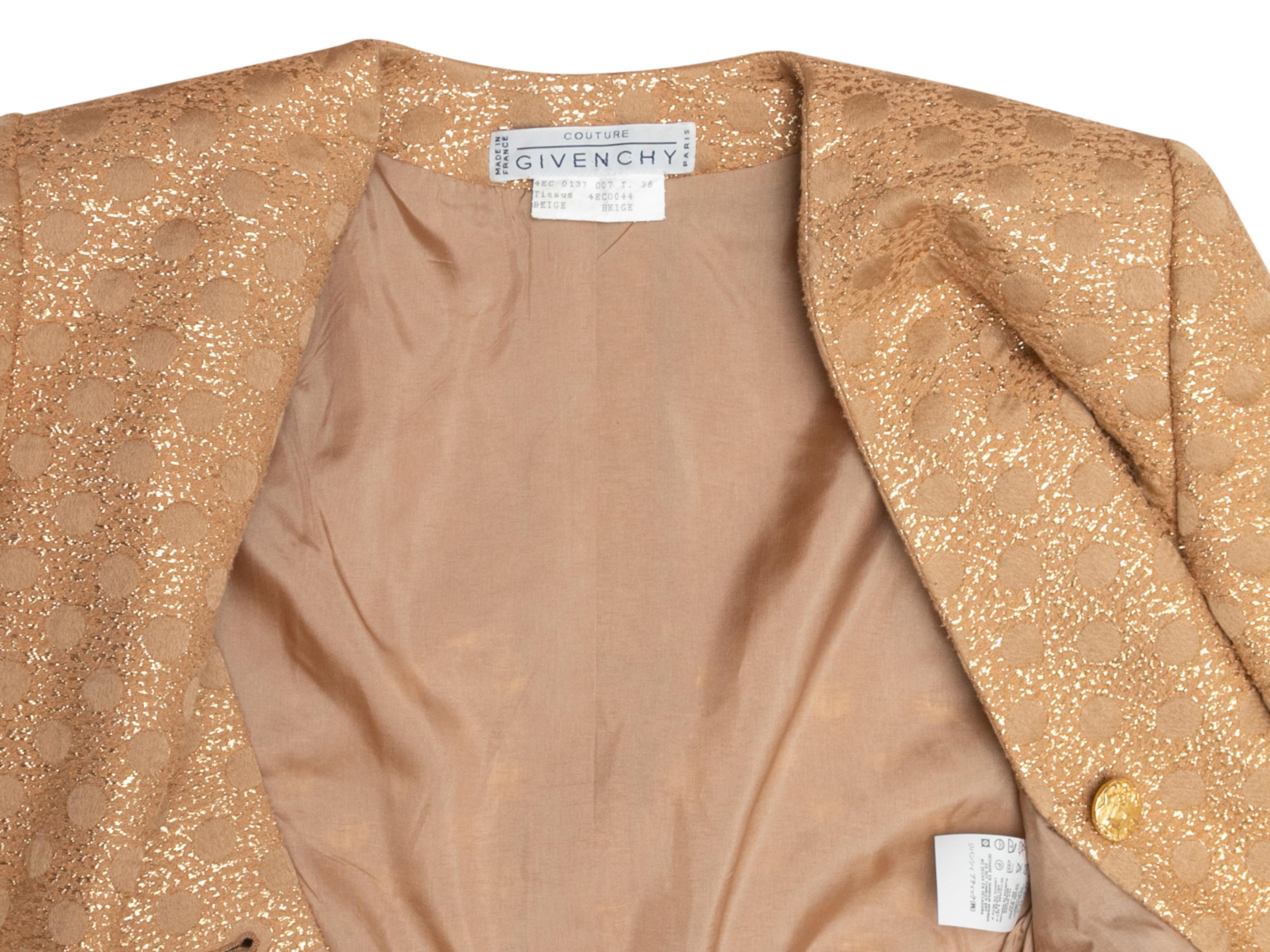 Givenchy Couture Jacquard-Blazer in Gold, Vintage, Gold, Größe FR 38 im Angebot 2