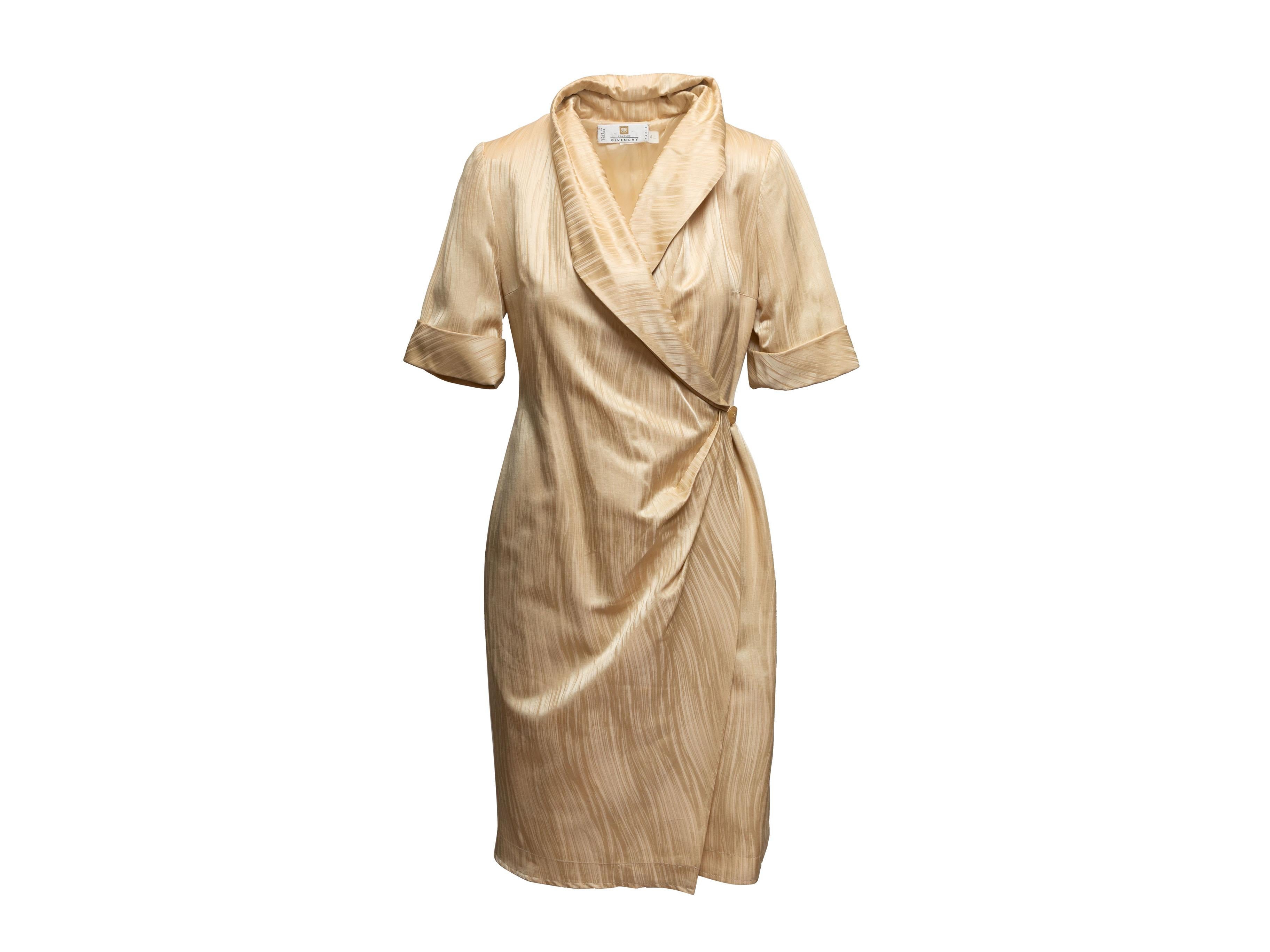 Marrone Vintage Gold Givenchy Couture Wrap Dress Taglia FR 42 in vendita