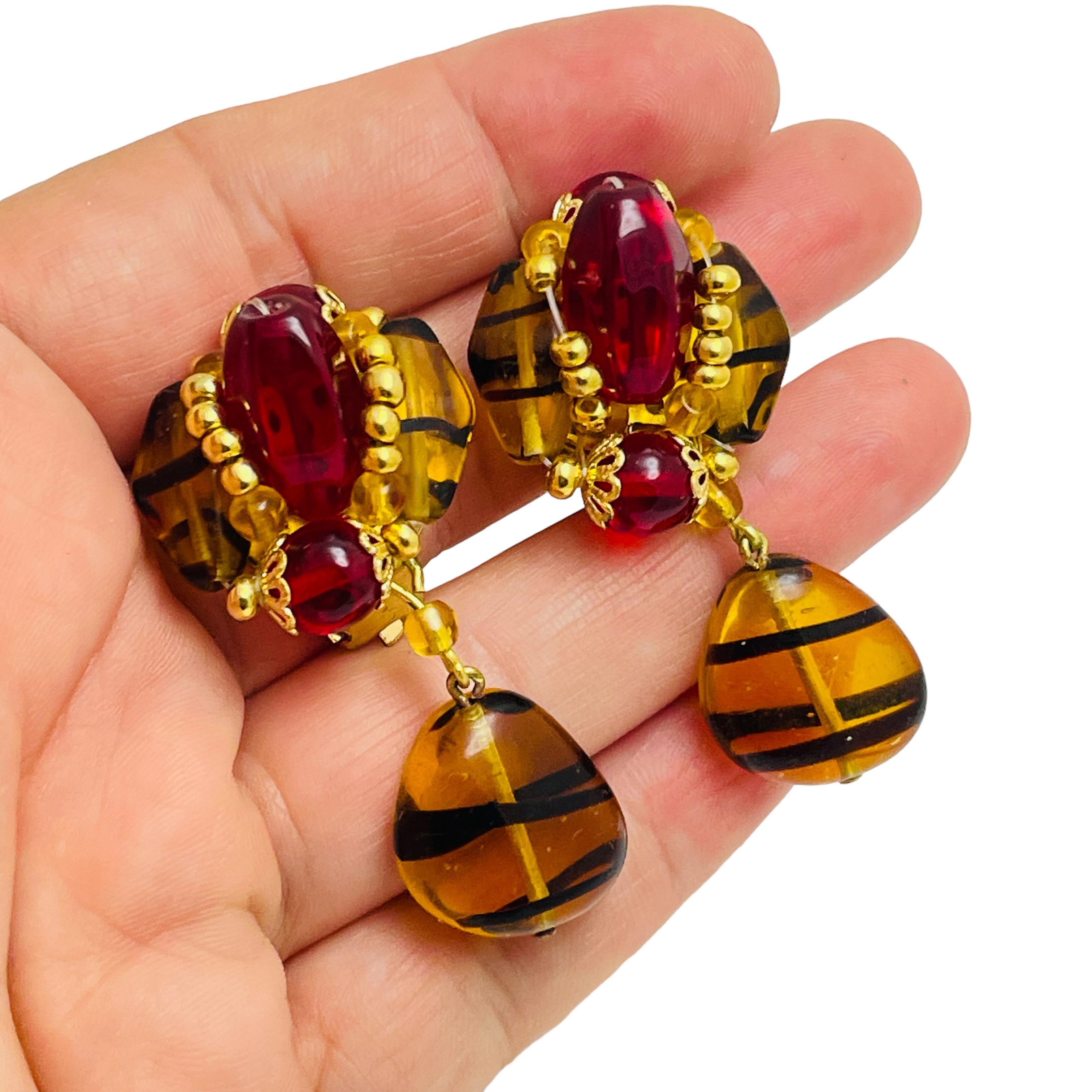 De las mujeres Pendientes de clip de diseño en cristal dorado vintage en venta