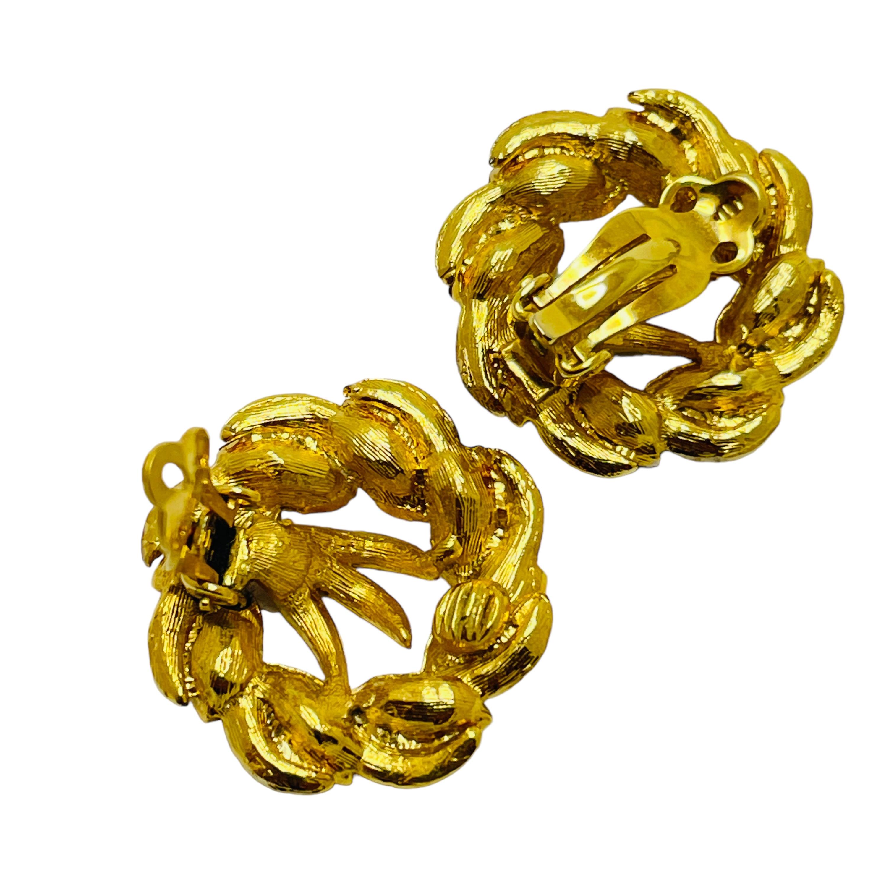 Pendientes de clip de diseño vintage de cristal dorado en Bueno estado para la venta en Palos Hills, IL