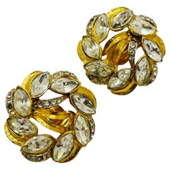 Goldfarbene Designer-Ohrringe mit Clip aus Glas