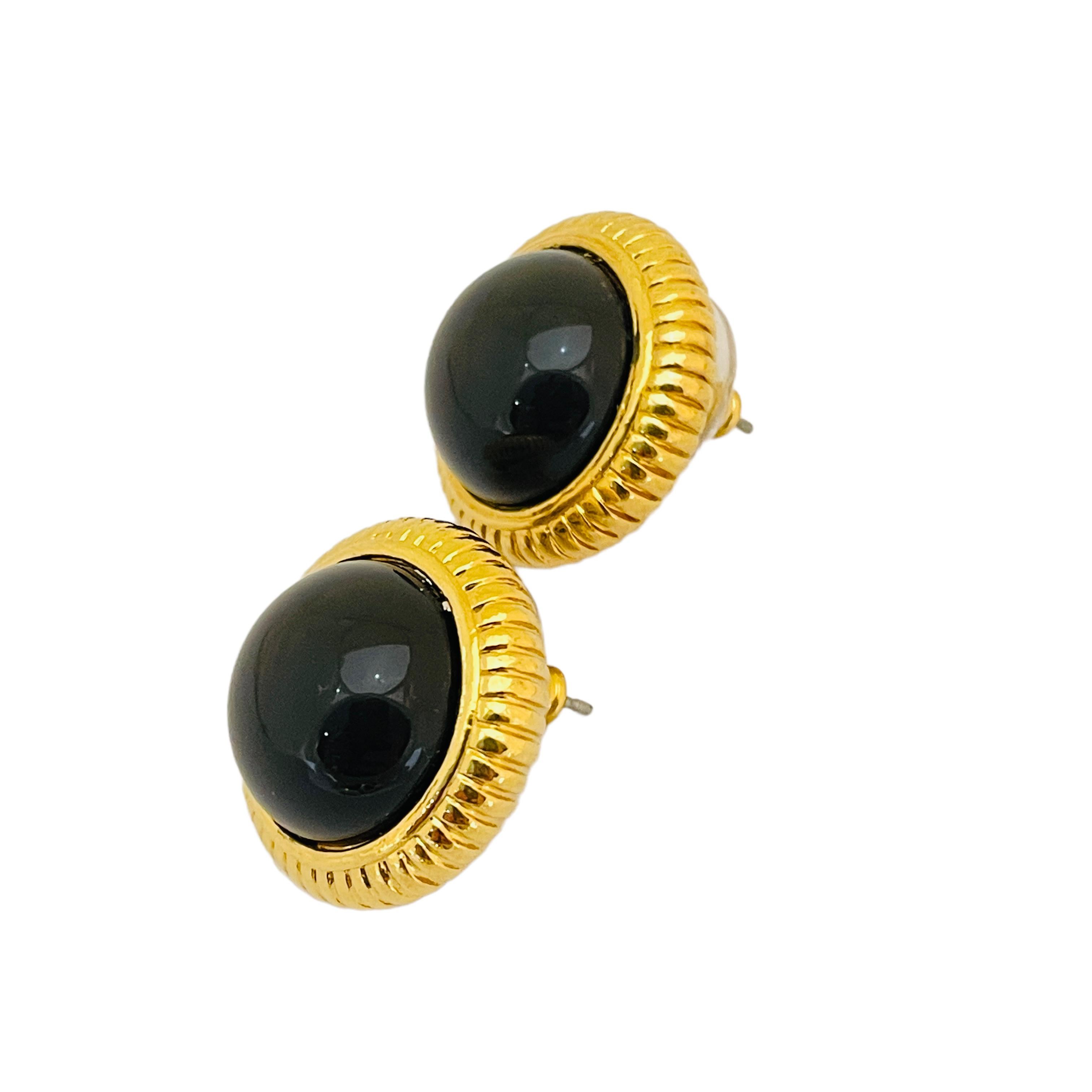 Women's or Men's Vintage gold glass designer runway pierced earrings For Sale