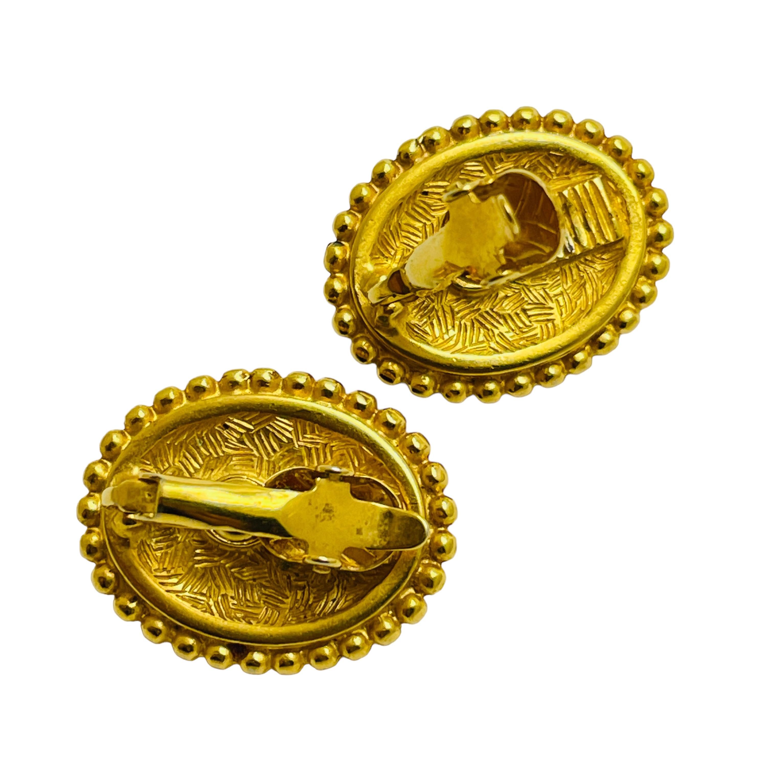 Vintage Goldglas-Blumen-Designer-Laufsteg-Ohrclips an Ohrringen, Vintage im Zustand „Gut“ im Angebot in Palos Hills, IL