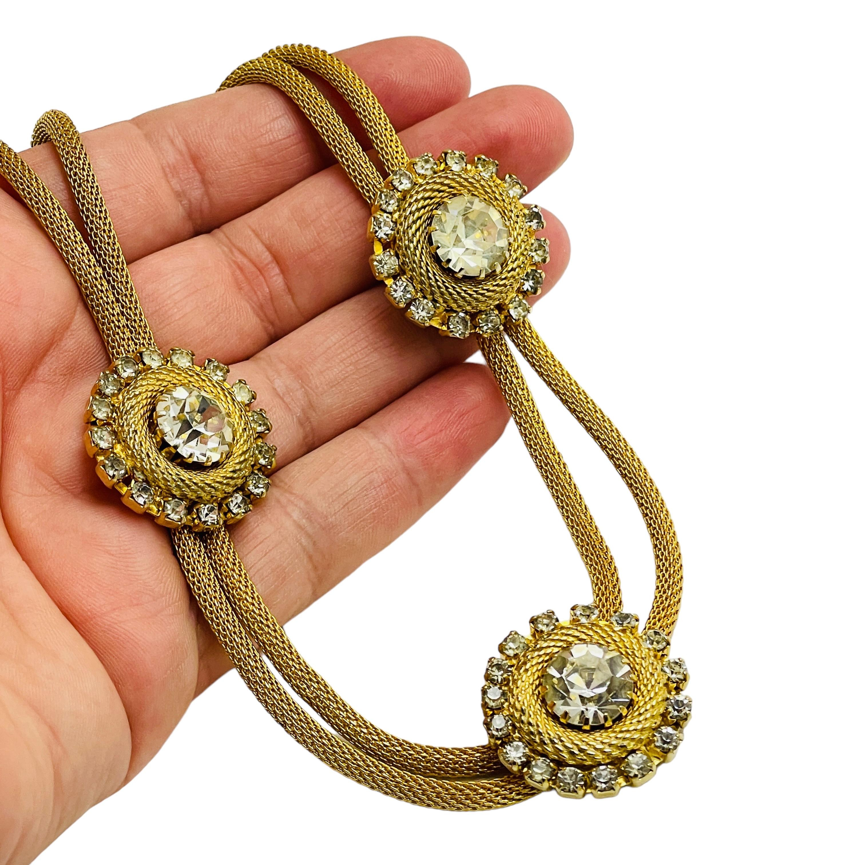 Vintage gold glass mesh choker designer necklace For Sale 1