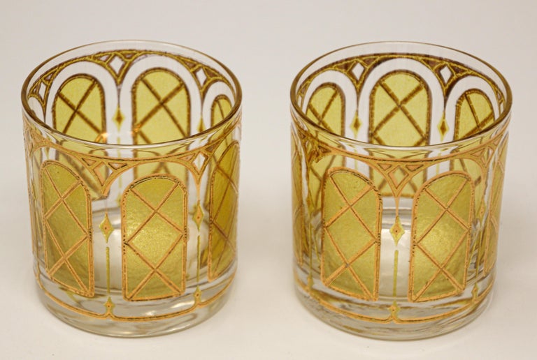 Vintage Gold Glasses by Fred Press Set of Two at 1stDibs