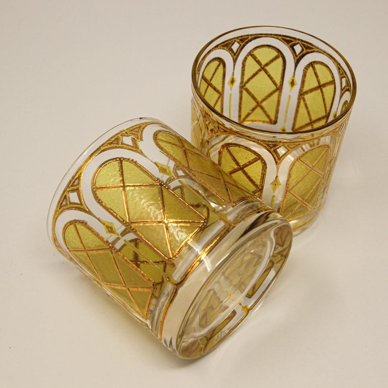 Vintage Gold Glasses by Fred Press Set of Two at 1stDibs
