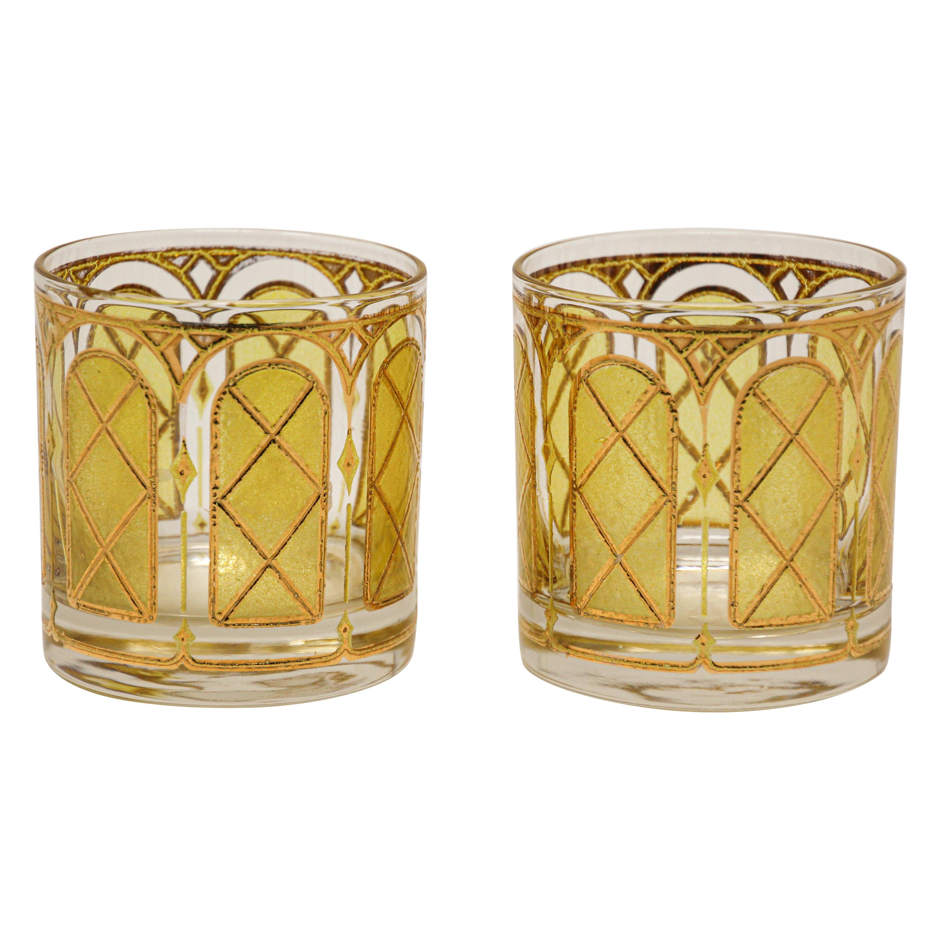 Vintage Gold Glasses by Fred Press Set of Two