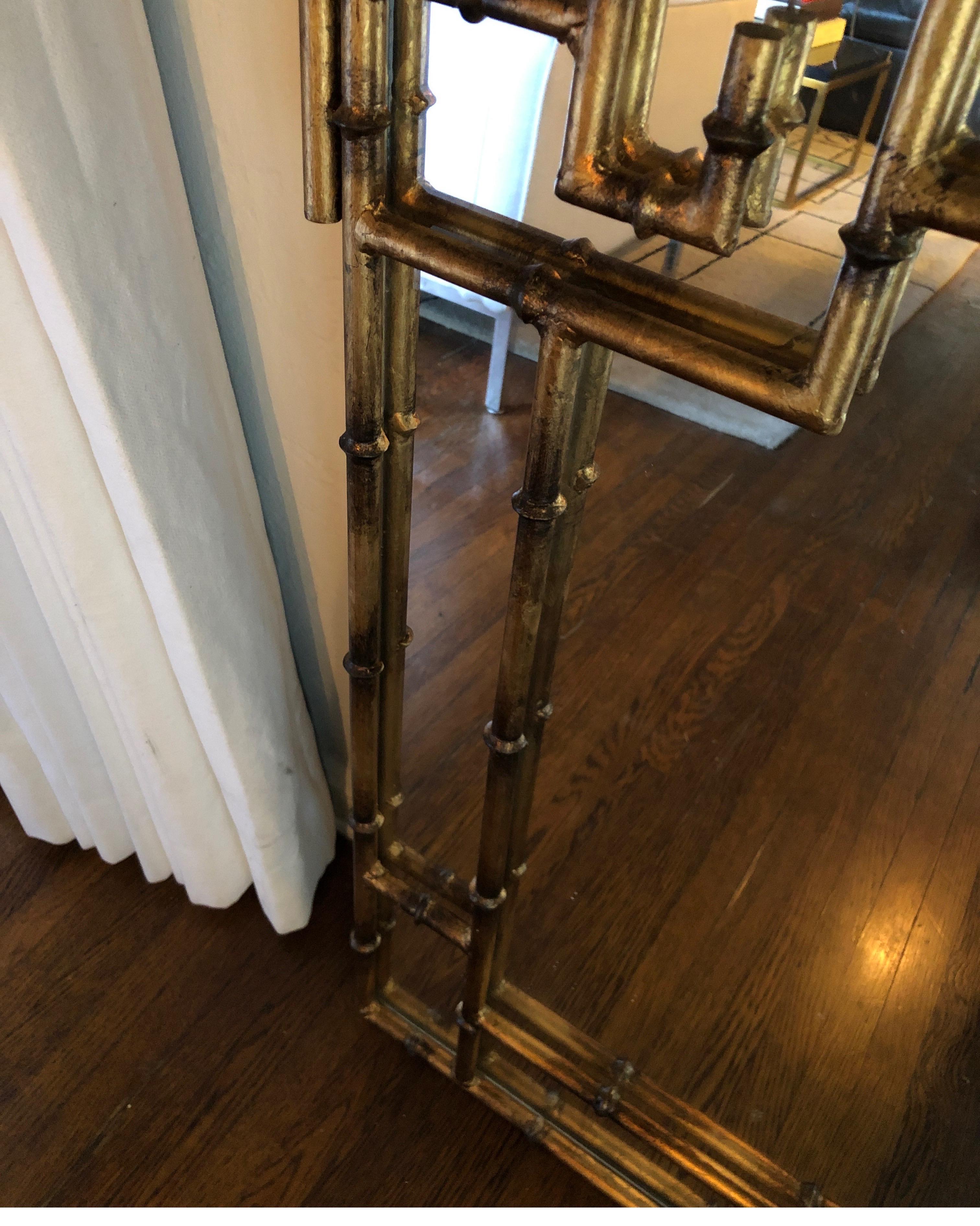 faux bamboo mirror gold