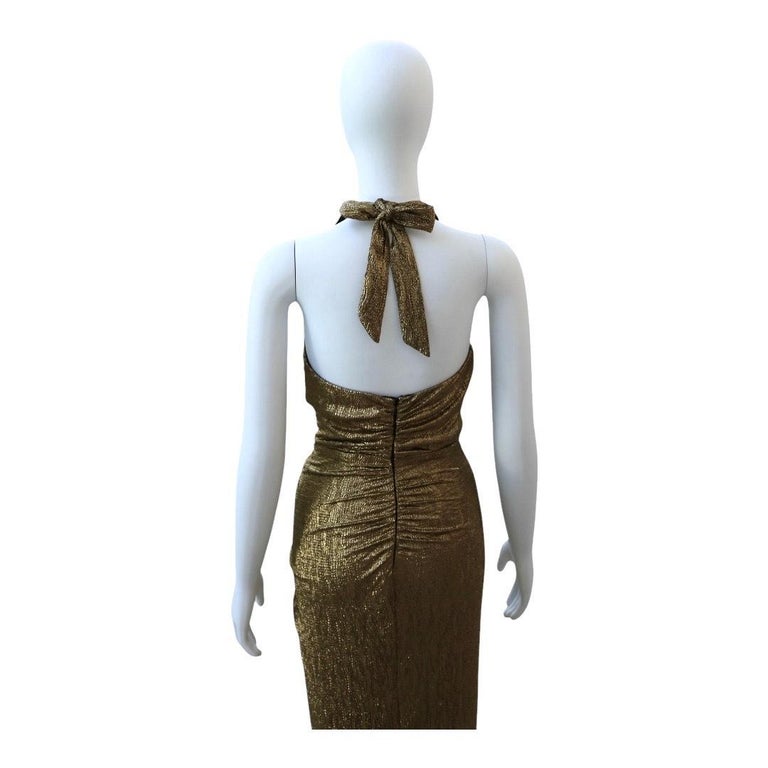 Vintage Gold Halter Cache Gown Dress  As Seen On Jane The Virgin