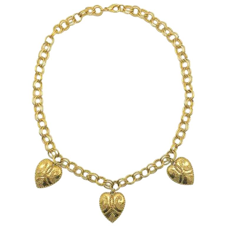 Vintage Gold Heart Necklace 1990S