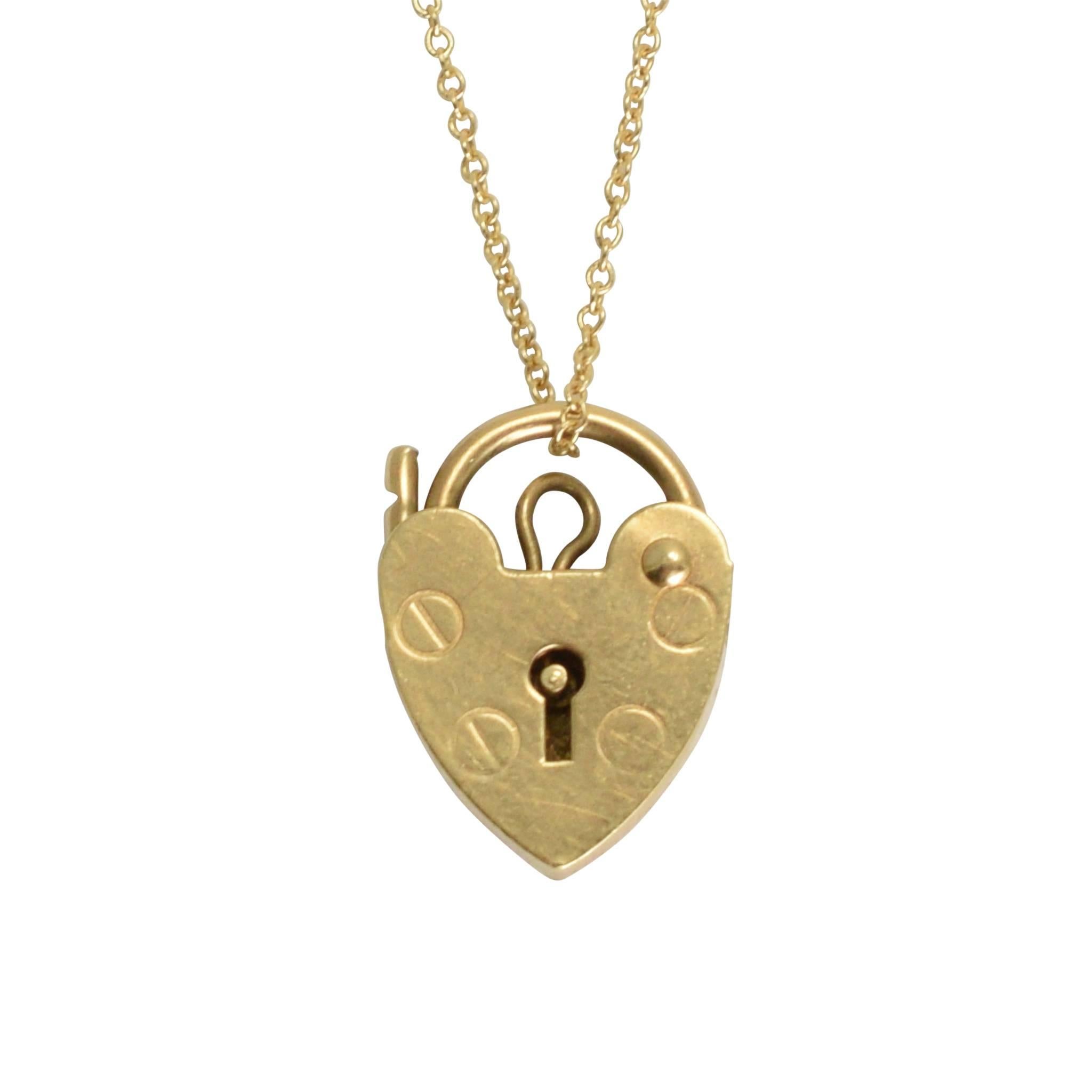 Vintage Sterling Silver Heart Lock & Key Necklace - Ruby Lane