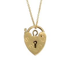 Vintage Gold Heart Padlock Pendant