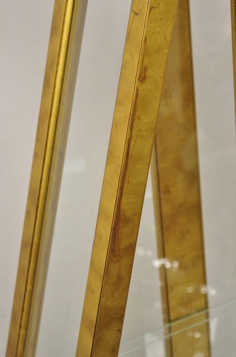 Vintage Gold Hollywood Regency Diamond Shaped Curio Display