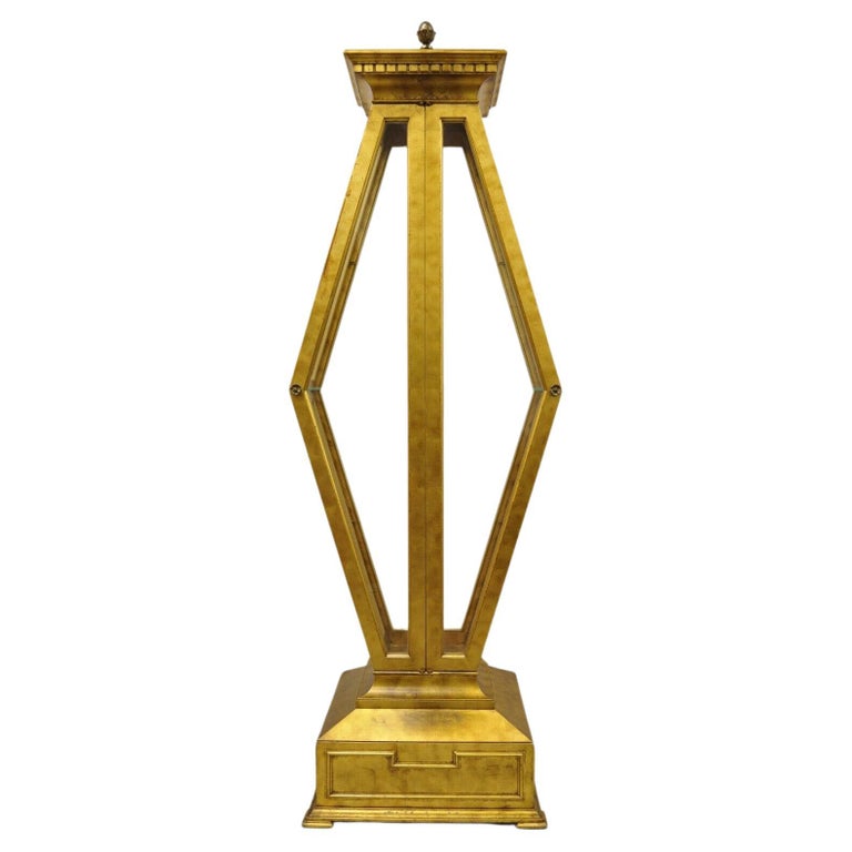 Vintage Gold Hollywood Regency Diamond Shaped Curio Display