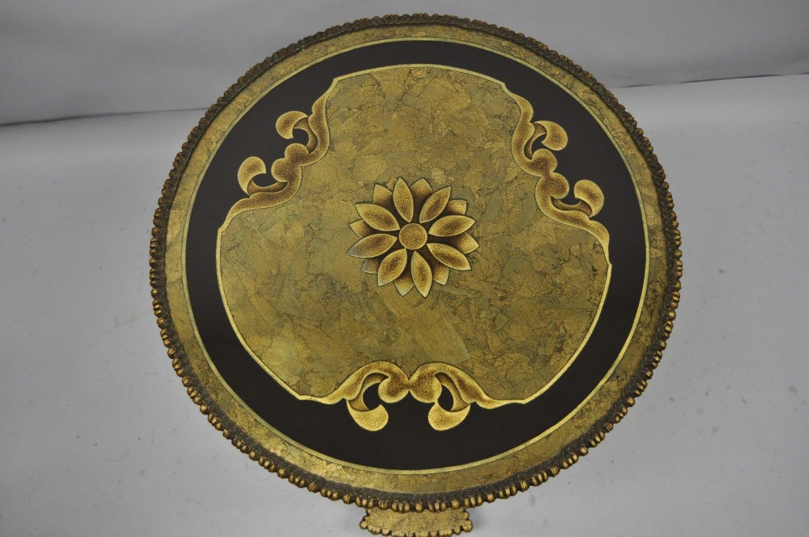 Américain Table d'appoint vintage en métal doré de style Hollywood Regency français avec figure féminine figurative