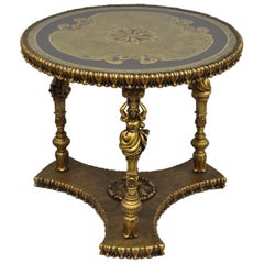 Beistelltisch mit weiblicher Metallfigur im französischen Hollywood-Regency-Stil, Vintage, Gold