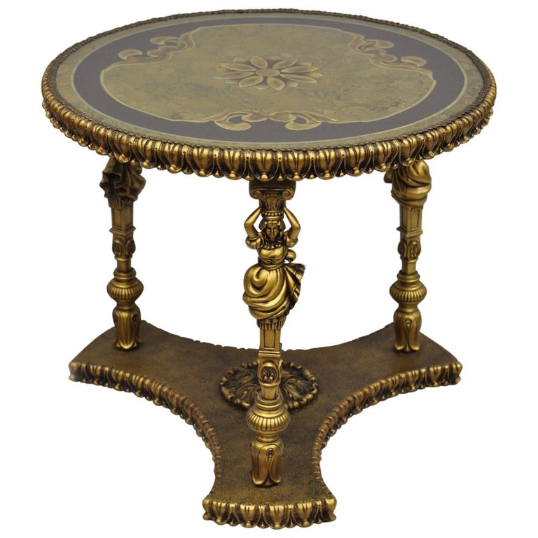 Vintage Gold Hollywood Regency French, Regency Style Side Table