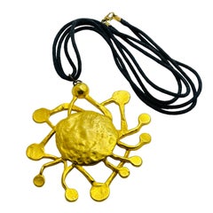 Superbe collier de défilé moderniste abstrait en or vintage