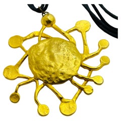 Superbe collier de défilé moderniste abstrait en or vintage