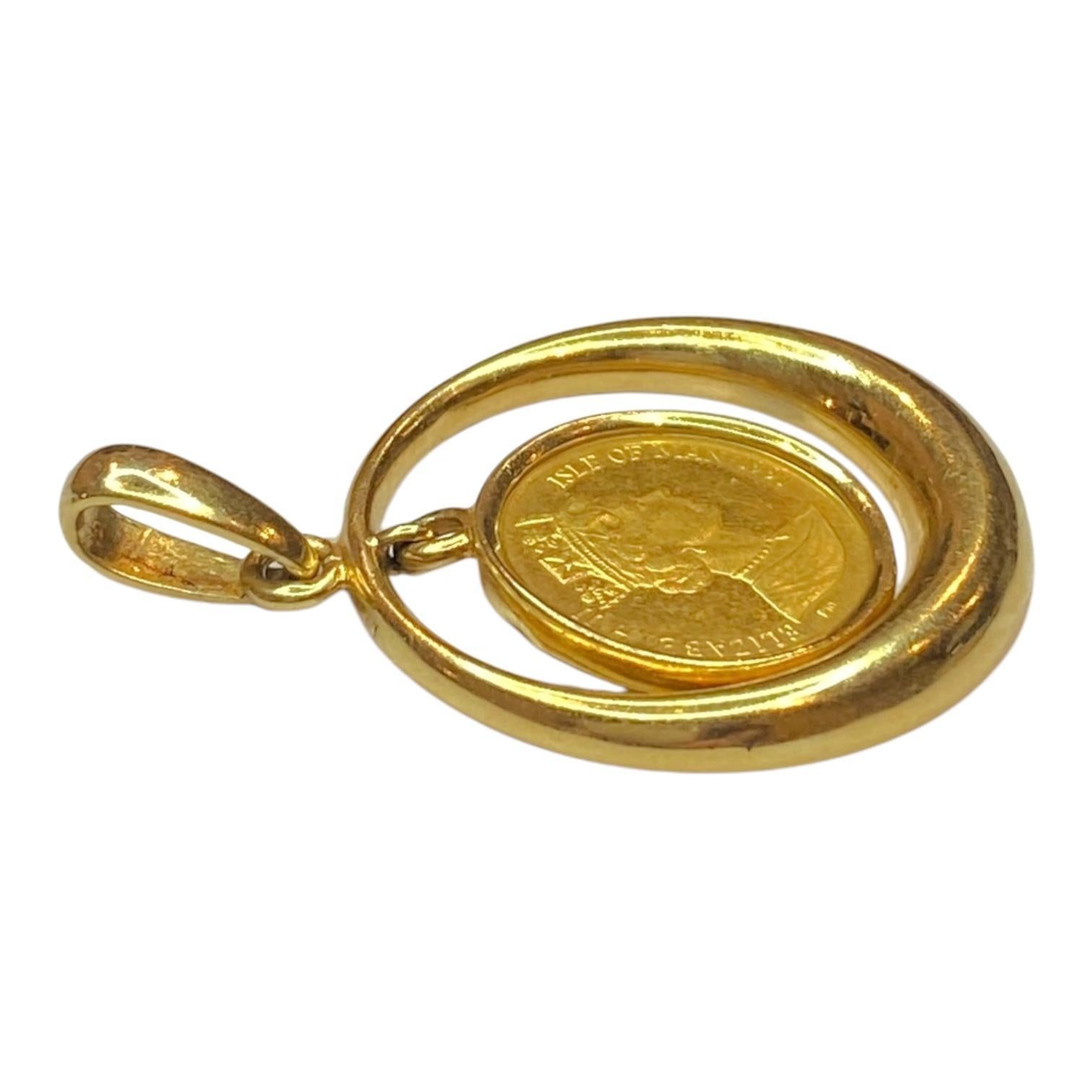 Ciondolo con moneta d'oro d'epoca dell'Isle of Man In condizioni buone a Henderson, NV