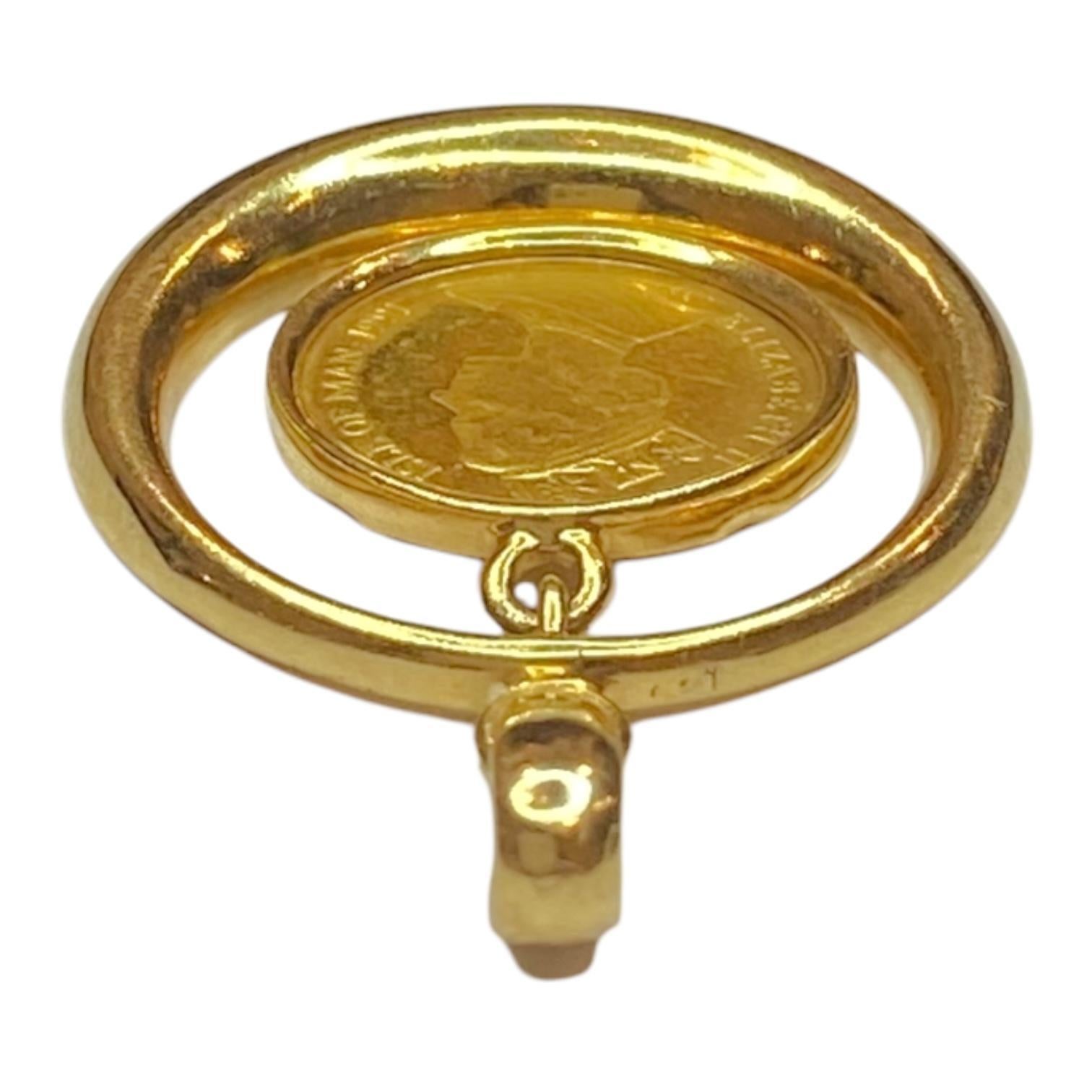 da uomo o donna Ciondolo con moneta d'oro d'epoca dell'Isle of Man