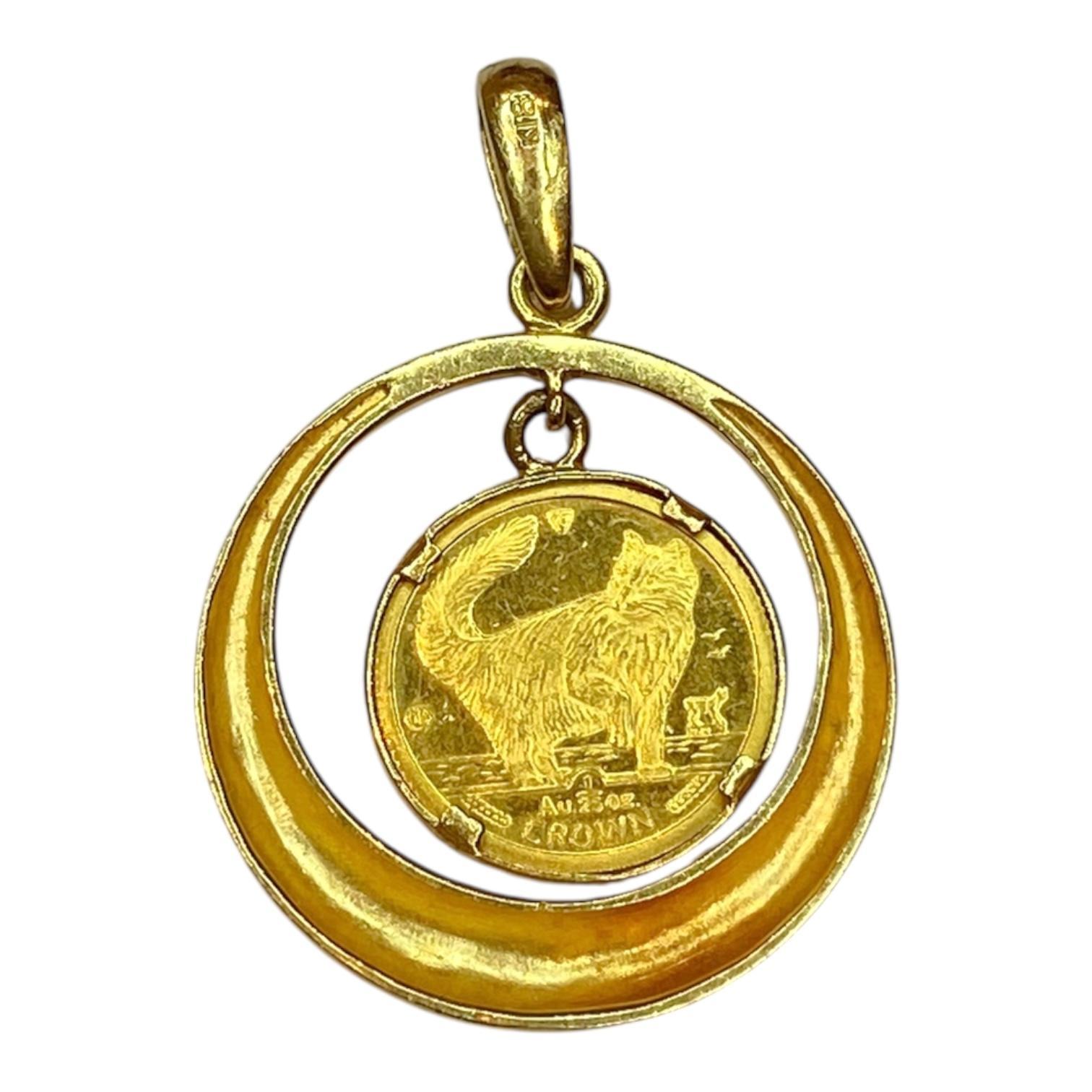 Ciondolo con moneta d'oro d'epoca dell'Isle of Man 1