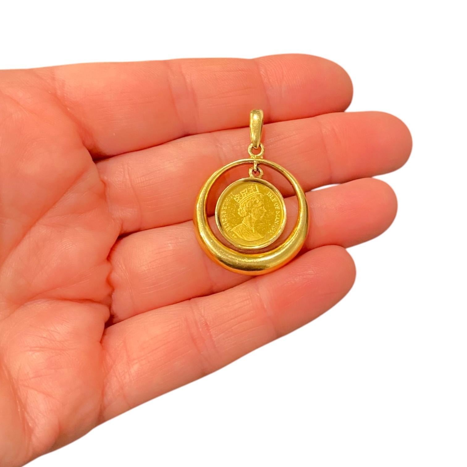 Ciondolo con moneta d'oro d'epoca dell'Isle of Man 2