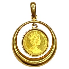 Vintage Gold Isle of Man Coin Pendant