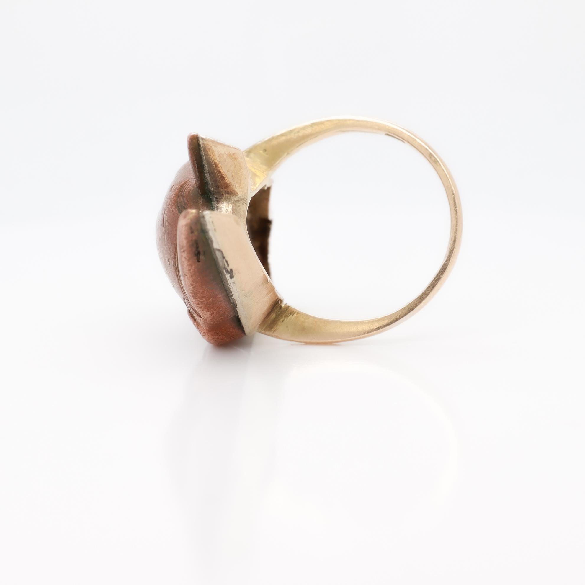 Anillo de cóctel vintage de oro y japonés Shakudo Hannya 'Diablo' o máscara de demonio 7