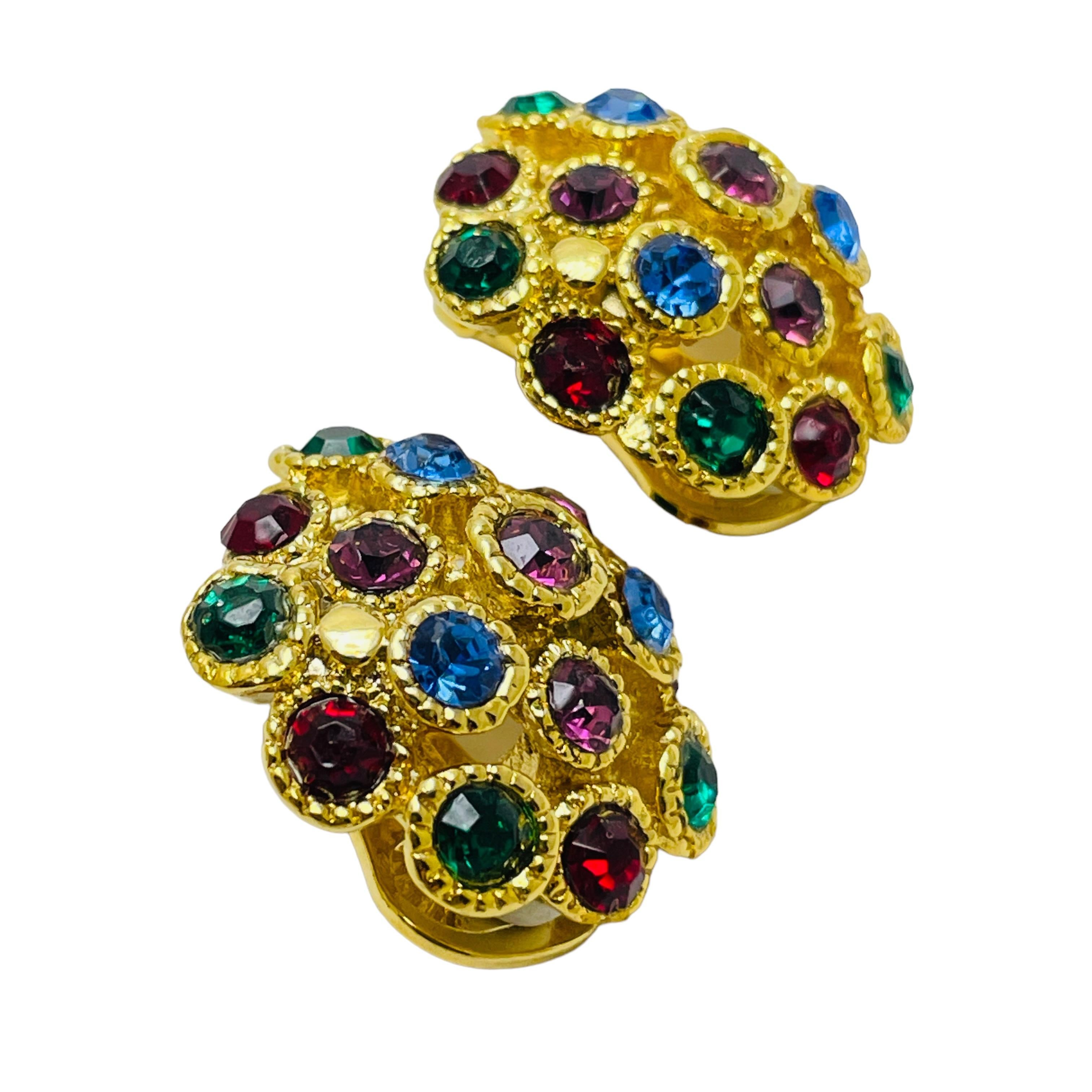 Women's or Men's Vintage gold jewel moghul designer runway clip on earrings For Sale