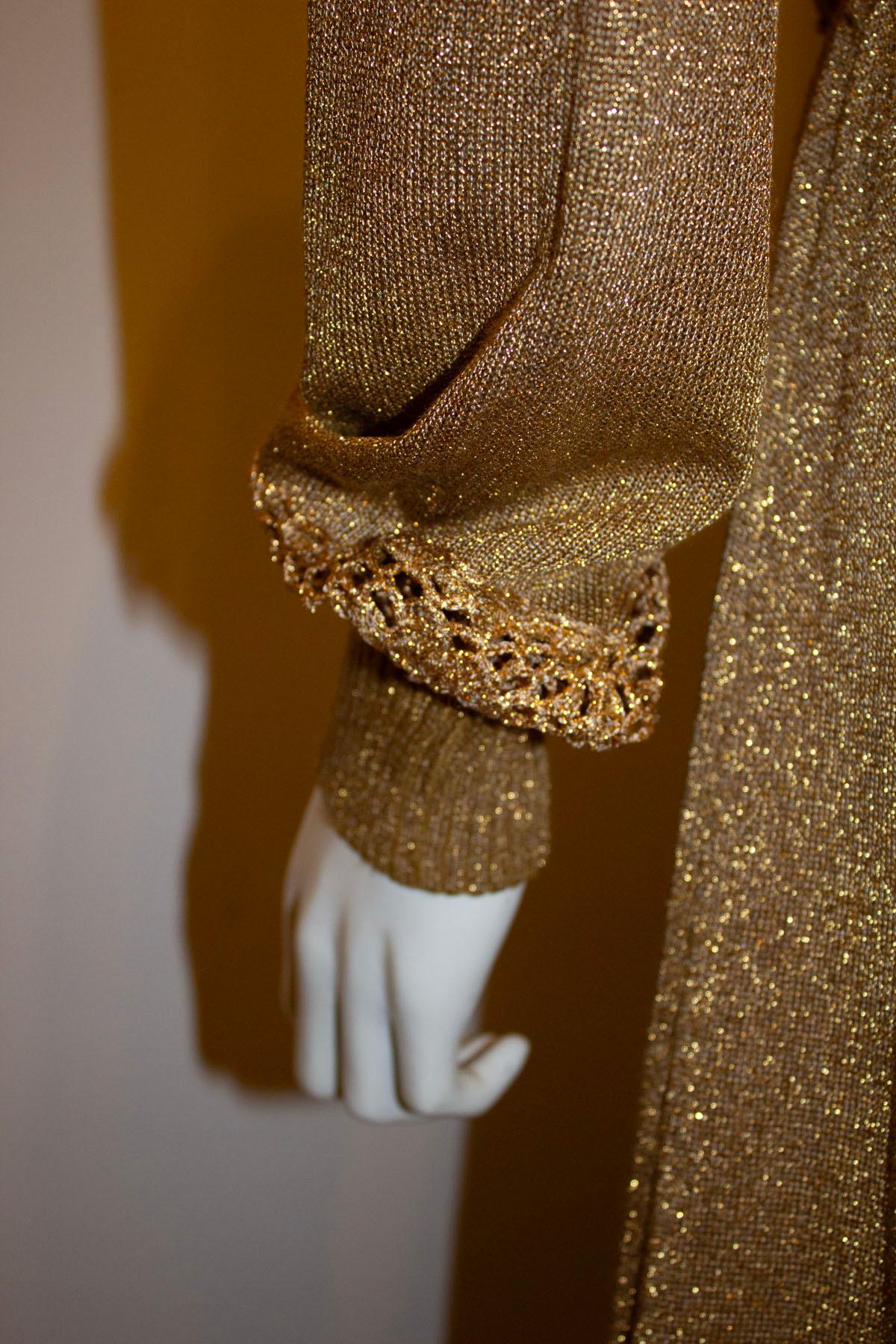 Women's Vintage Gold Knit Dress For Sale
