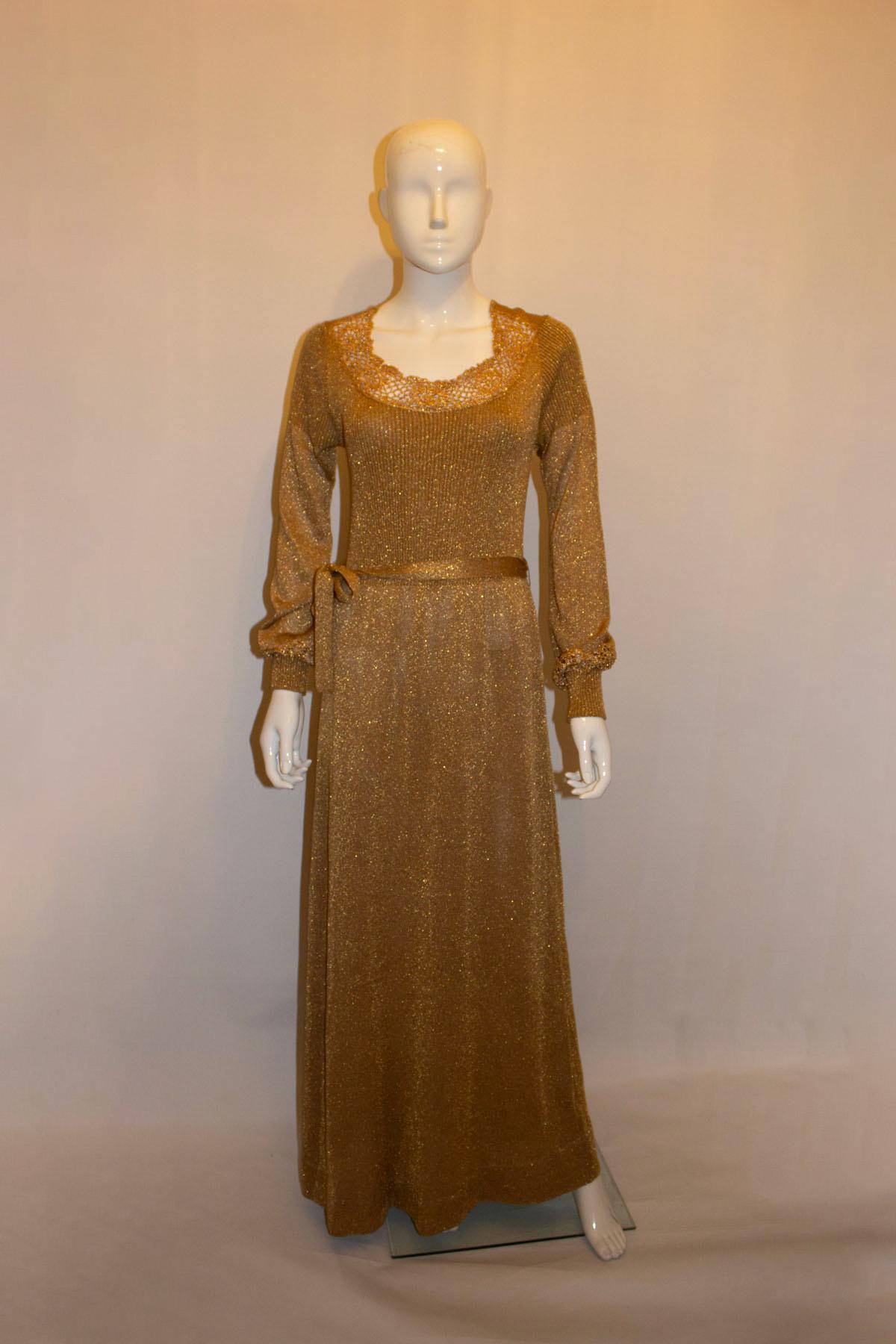 Vintage Gold Knit Dress For Sale 3