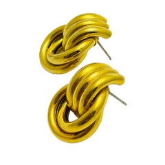 Vintage gold knot designer runway earrings