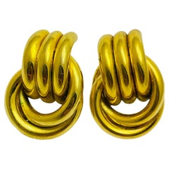 Vintage gold knot designer runway earrings