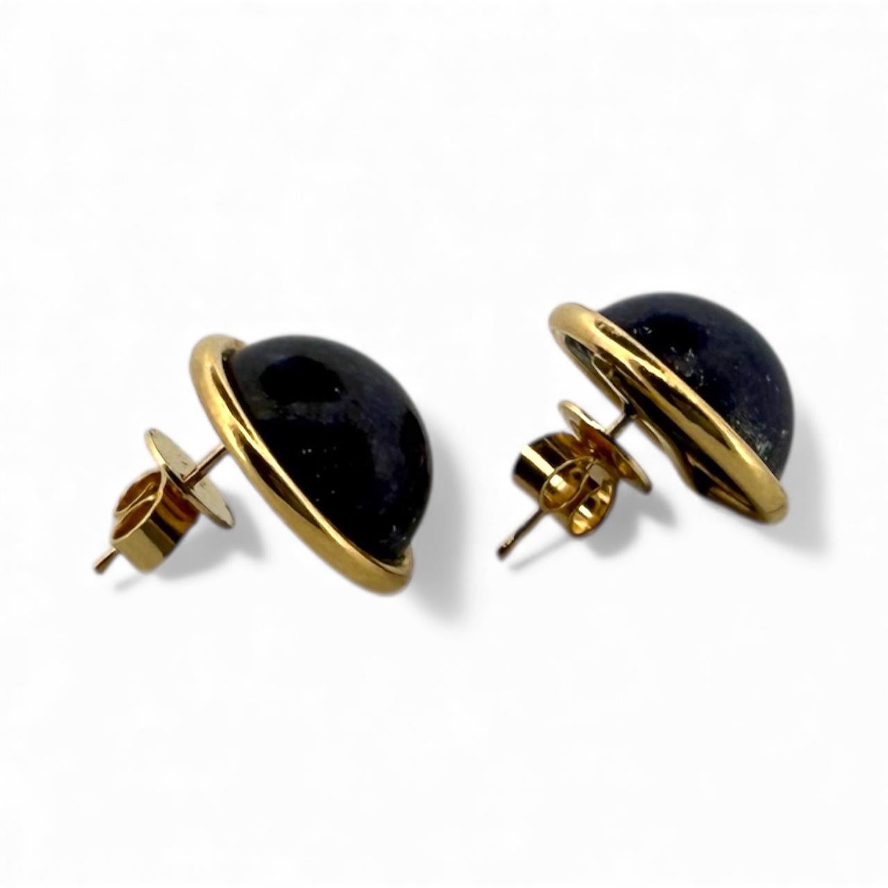 Women's Vintage Gold Lapis Earrings 15mm For Sale