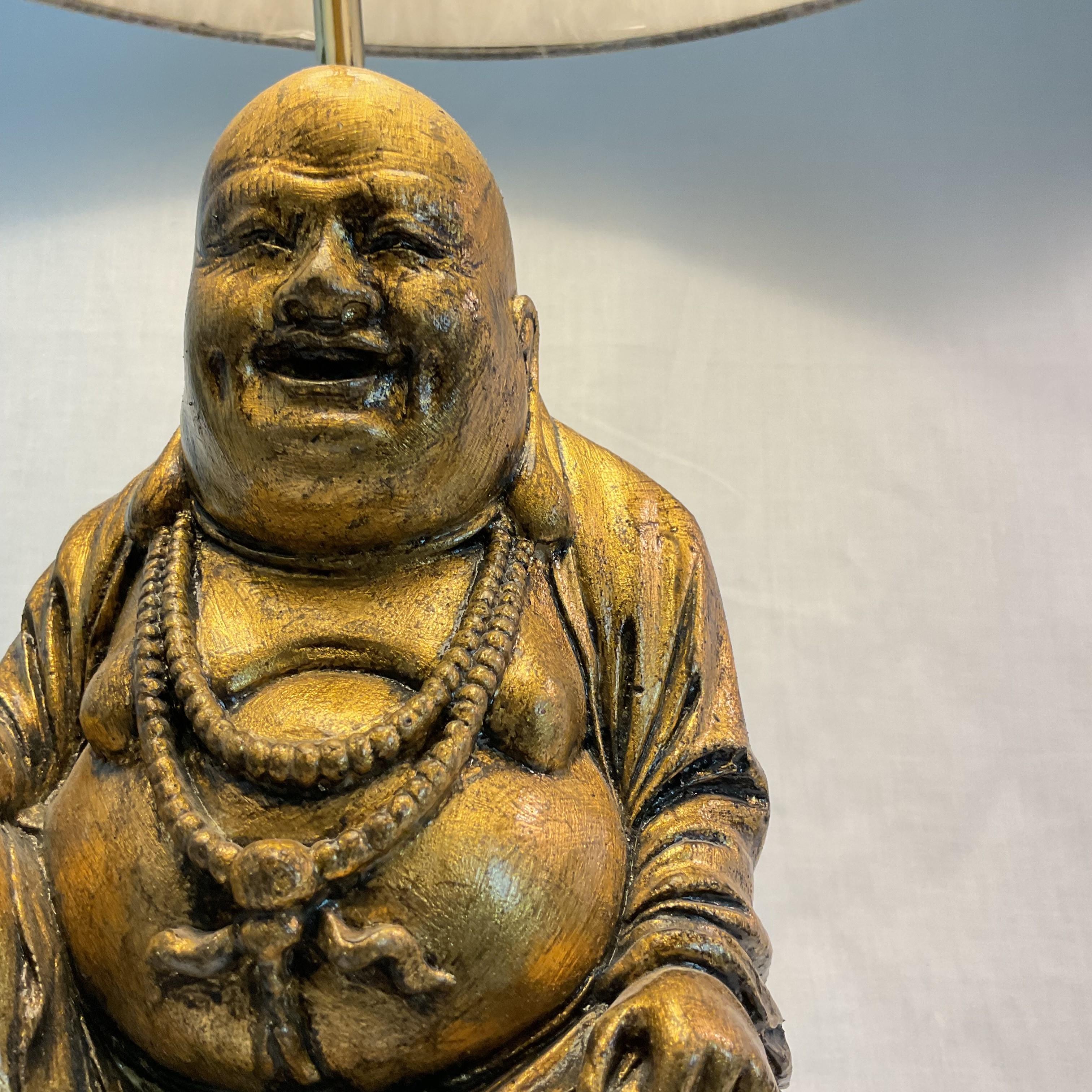 Paire de lampes Budda vintage à feuilles d'or en vente 3