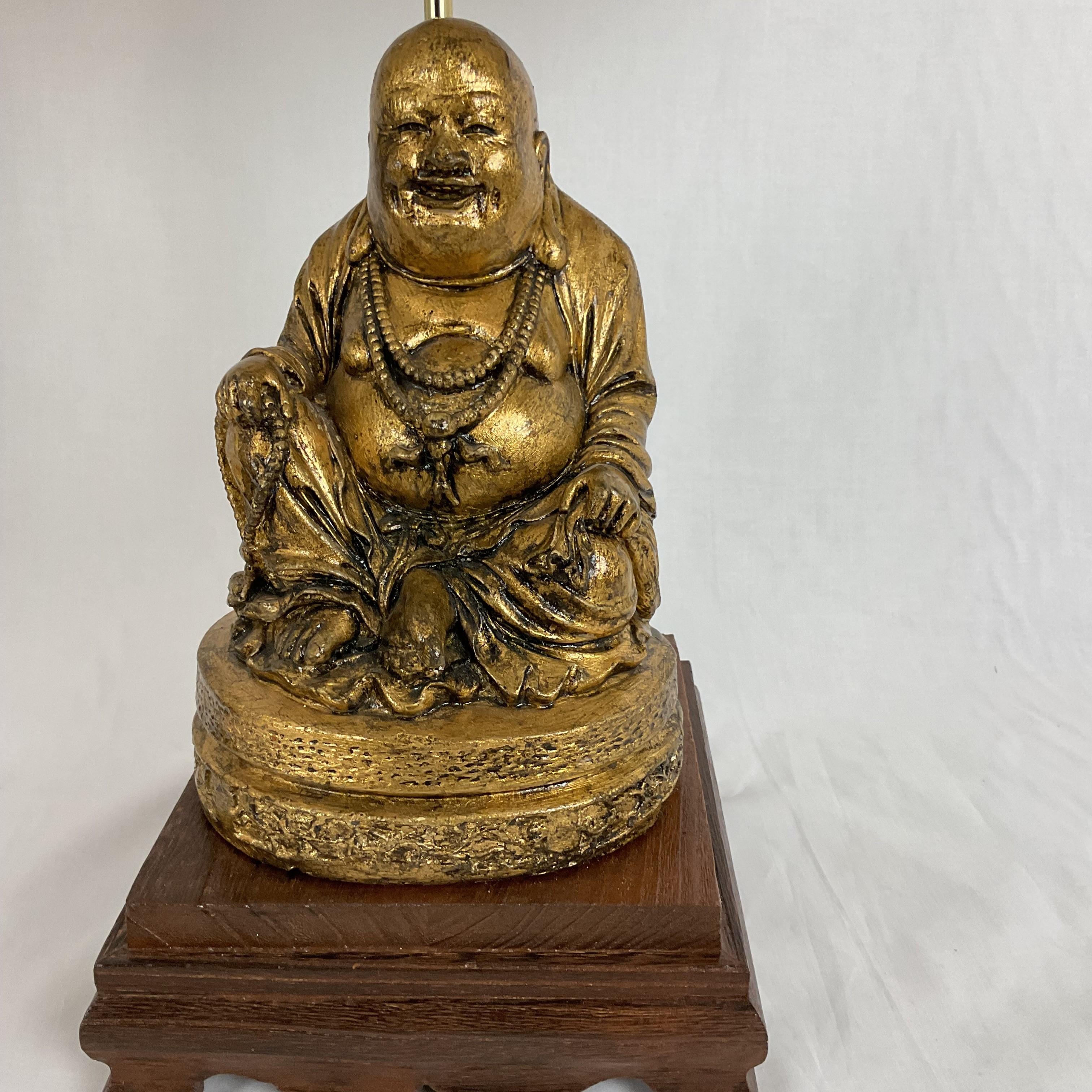 Paire de lampes Budda vintage à feuilles d'or en vente 5