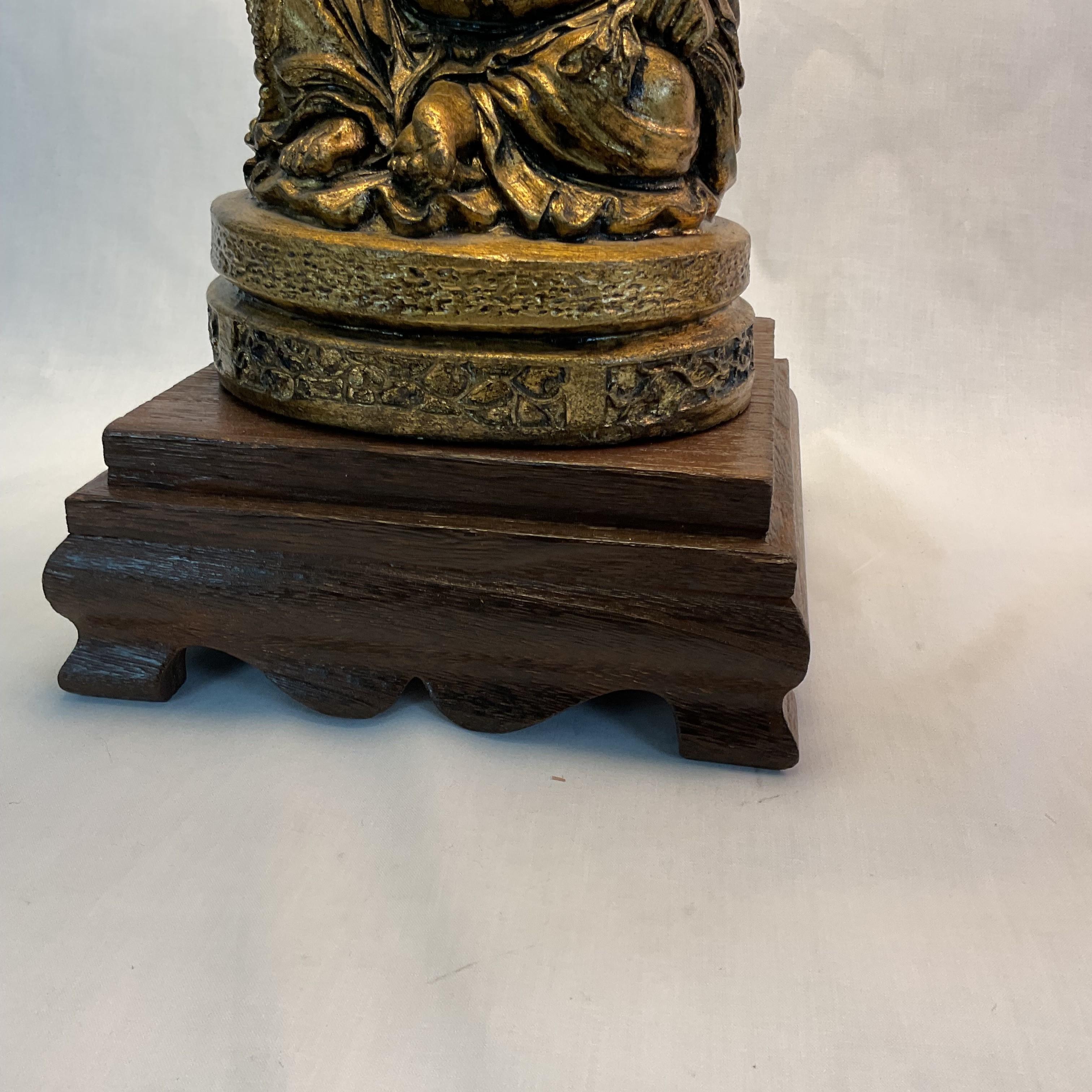 Paire de lampes Budda vintage à feuilles d'or en vente 6