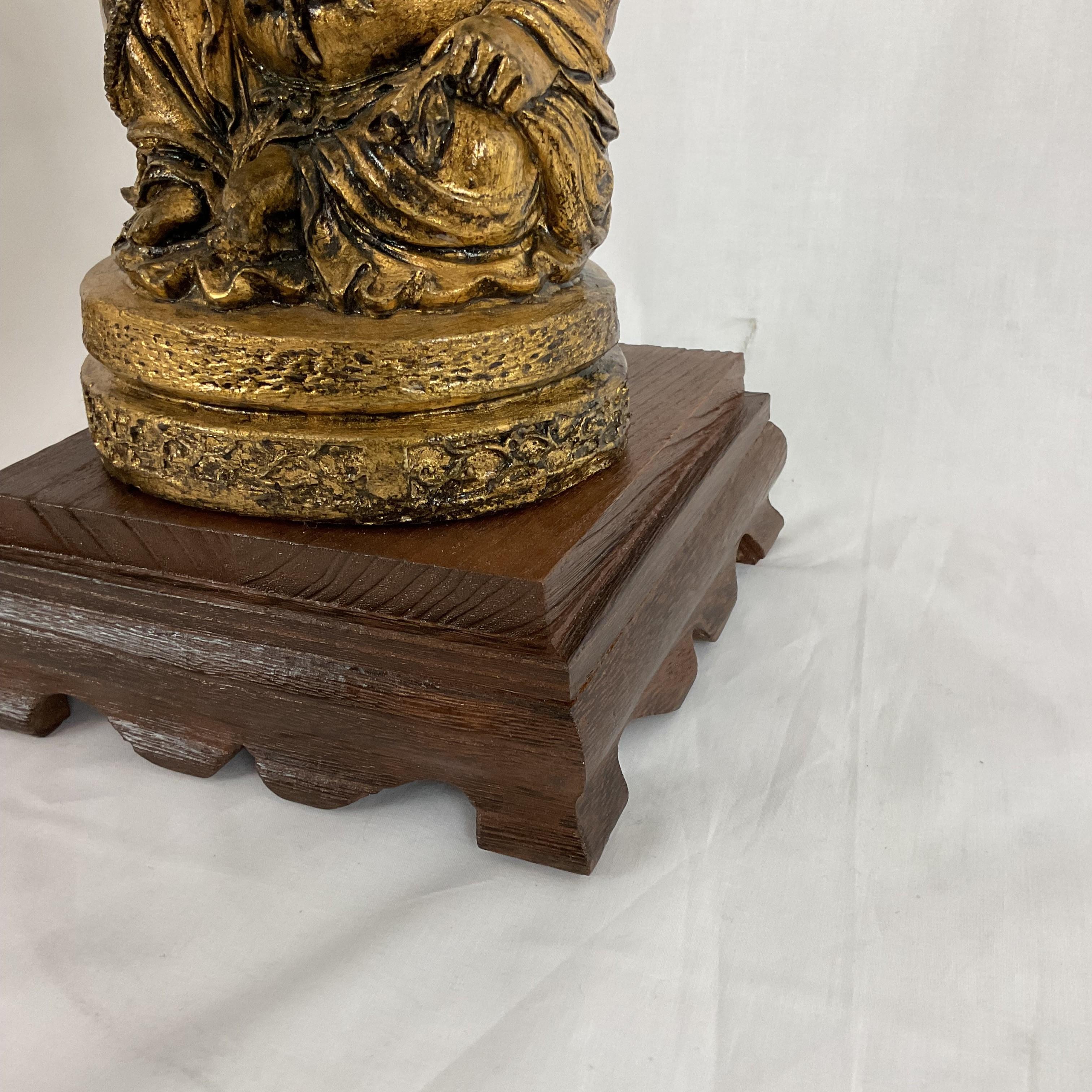 Paire de lampes Budda vintage à feuilles d'or en vente 7