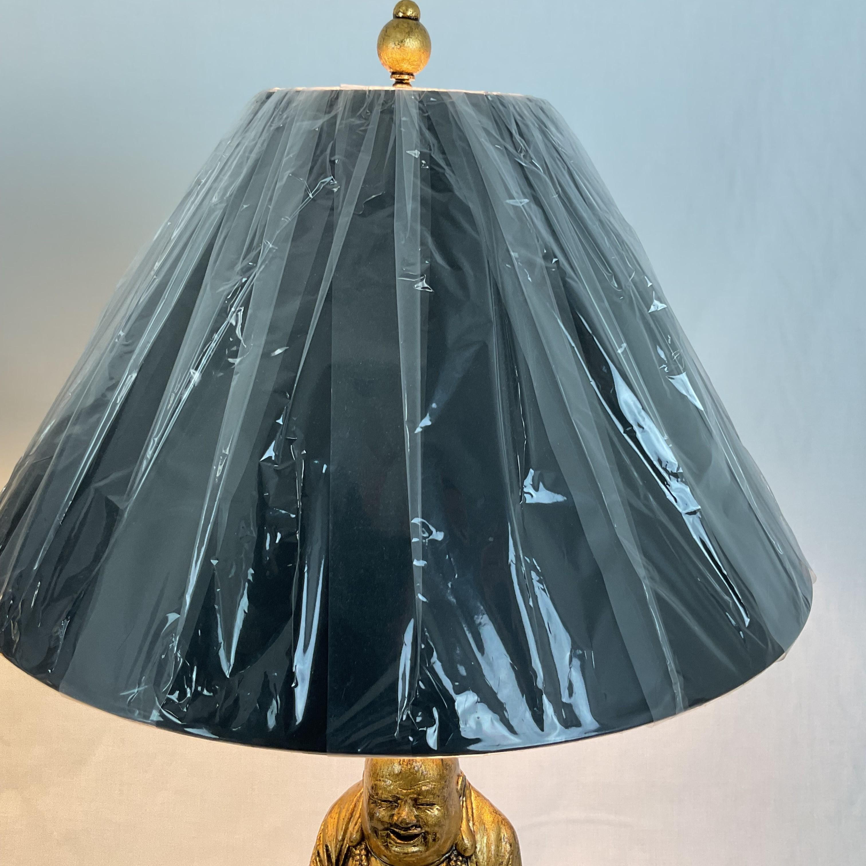 Paire de lampes Budda vintage à feuilles d'or Bon état - En vente à West Palm Beach, FL