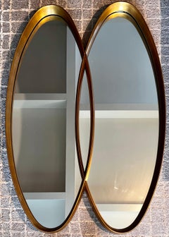 Vintage Gold Leaf Double Oval Interlocking Mirror by LaBarge, c. 1950