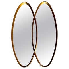 Vintage Gold Leaf Double Oval Interlocking Mirror by LaBarge, c. 1950